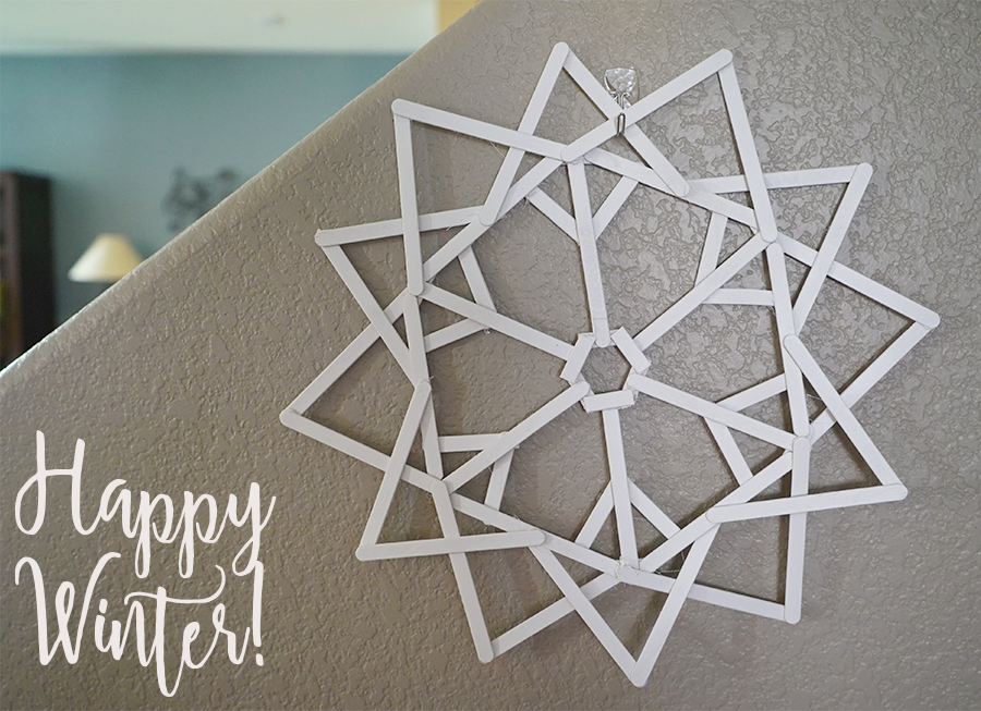 DIY popsicle snowflake on the wall