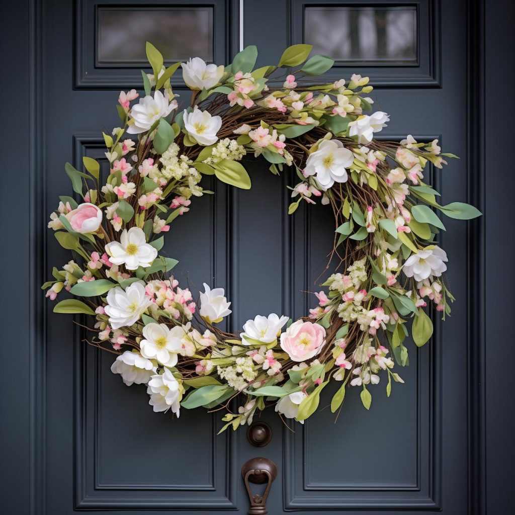 A wreath with a delightful mix of large and <a href=