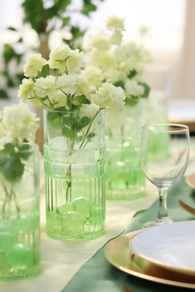 On a table set with gold and white plates, <a href=