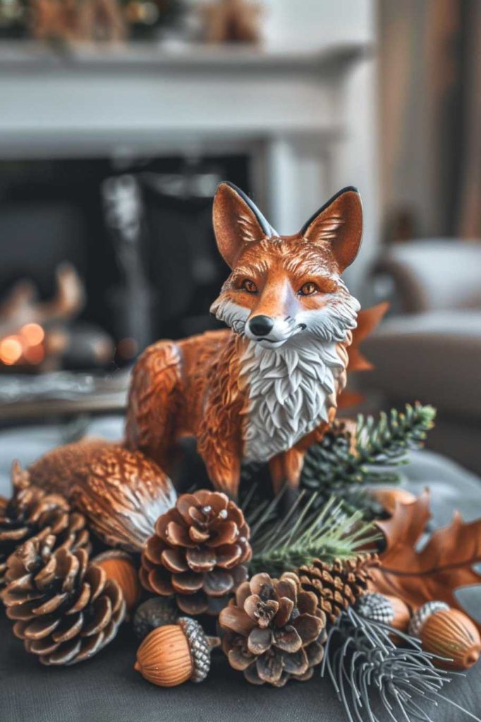 A ceramic fox sits between <a href=