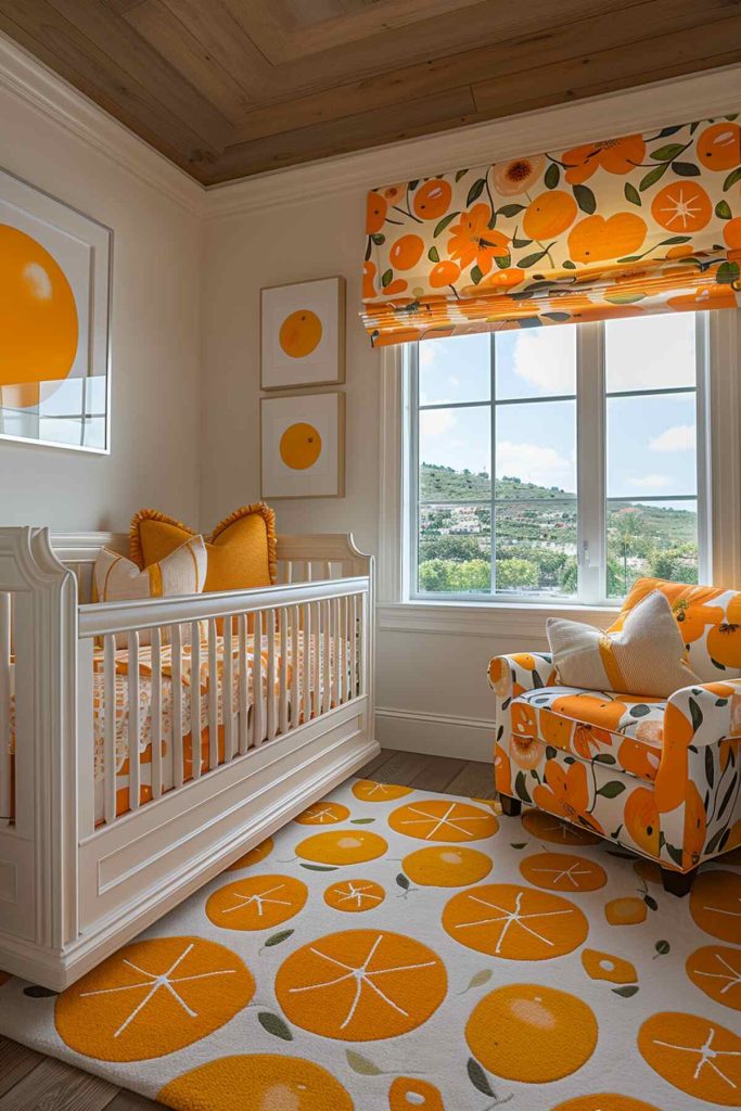 a children's room with lively citrus colors