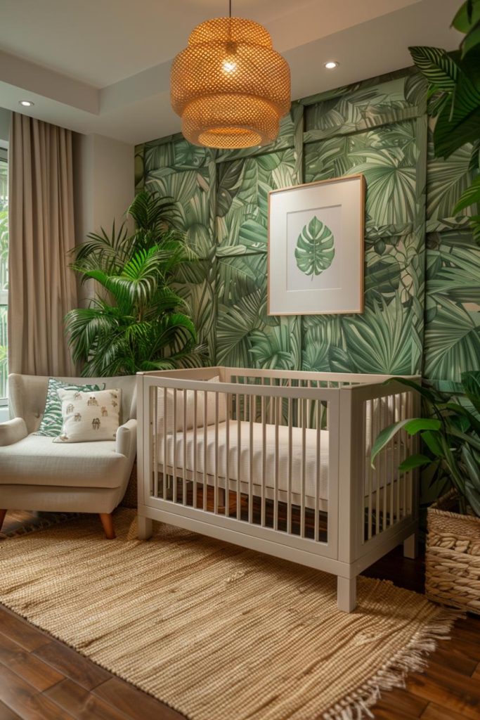 This modern, sleek and contemporary nursery combines jungle green with urban chic accents, giving you the best of both worlds.