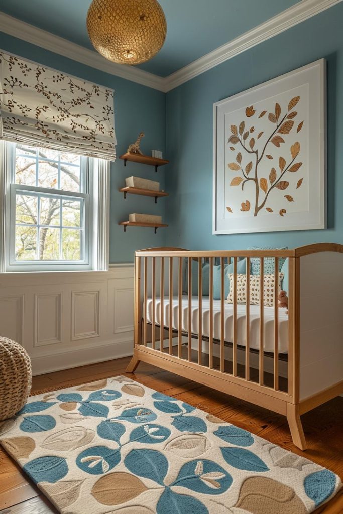 Nature-inspired patterns and a cool, calming color scheme create a tranquil path for rest and relaxation, perfect for mother and newborn.