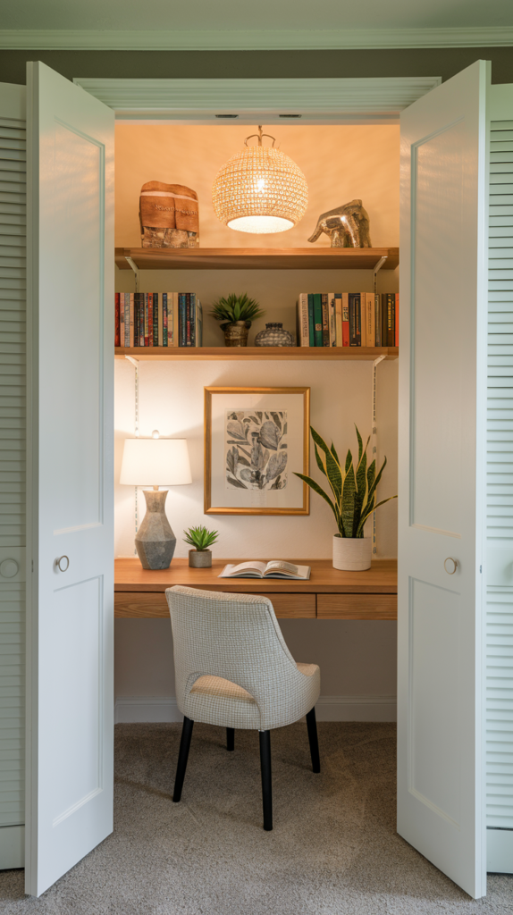 Home office in a closet