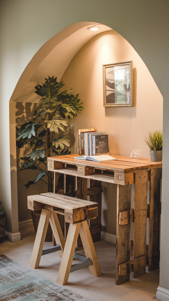 DIY pallet desk and bar stool