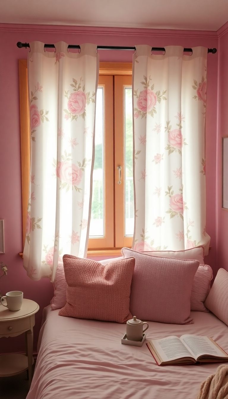 Feminine floral curtains