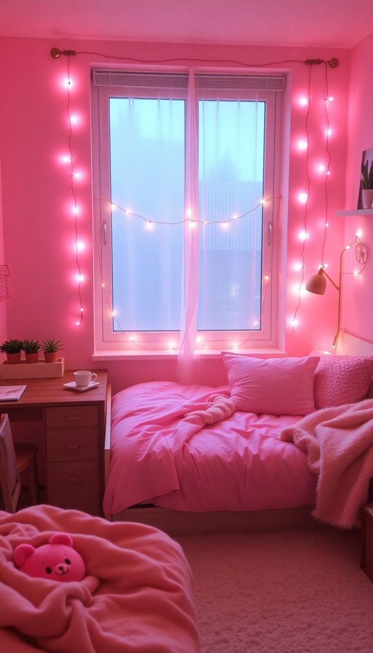 Pink fairy lights for a magical atmosphere