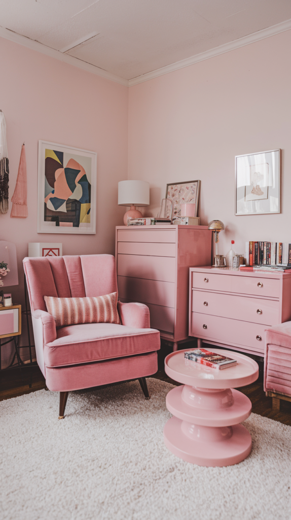 Vintage pink furniture pieces