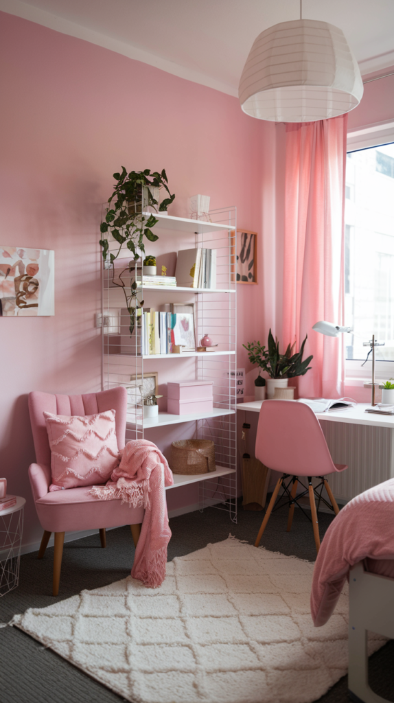 Soft pink wall paint or wallpaper