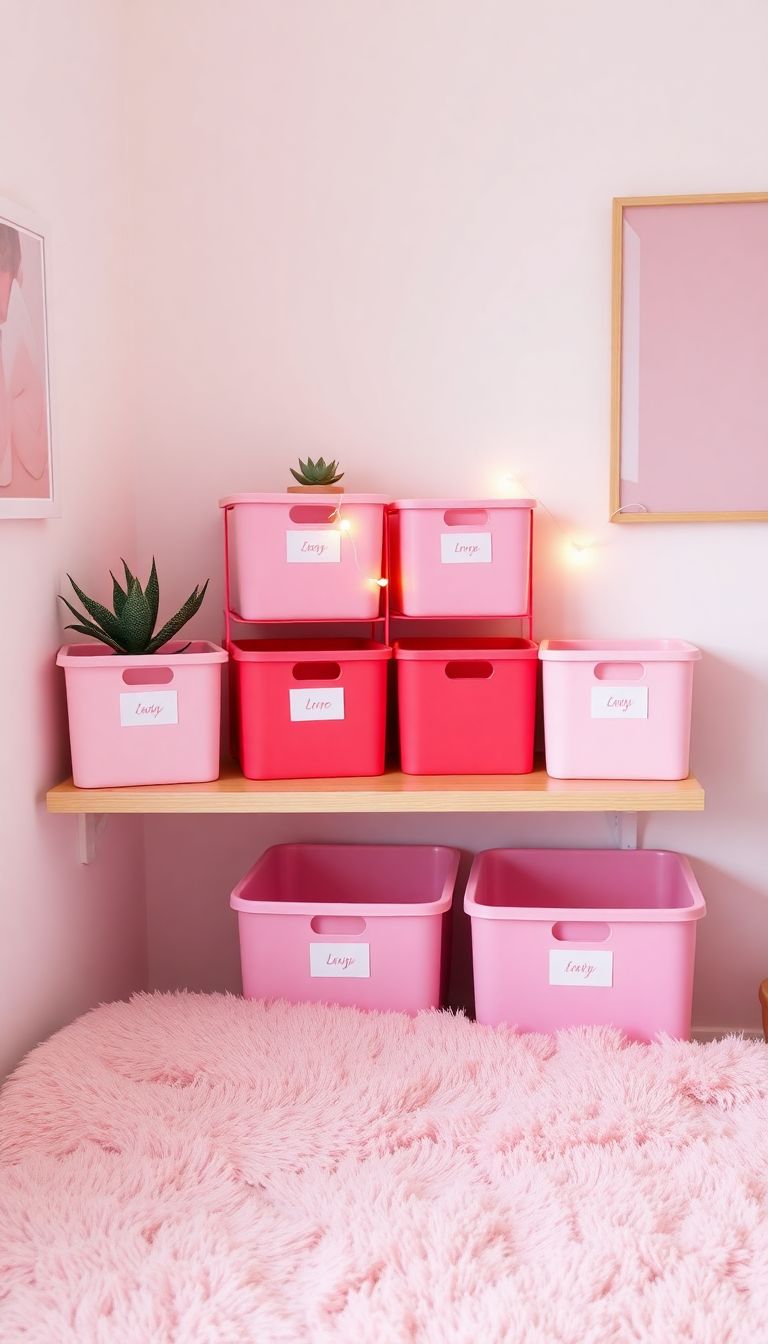 Cute pink storage containers