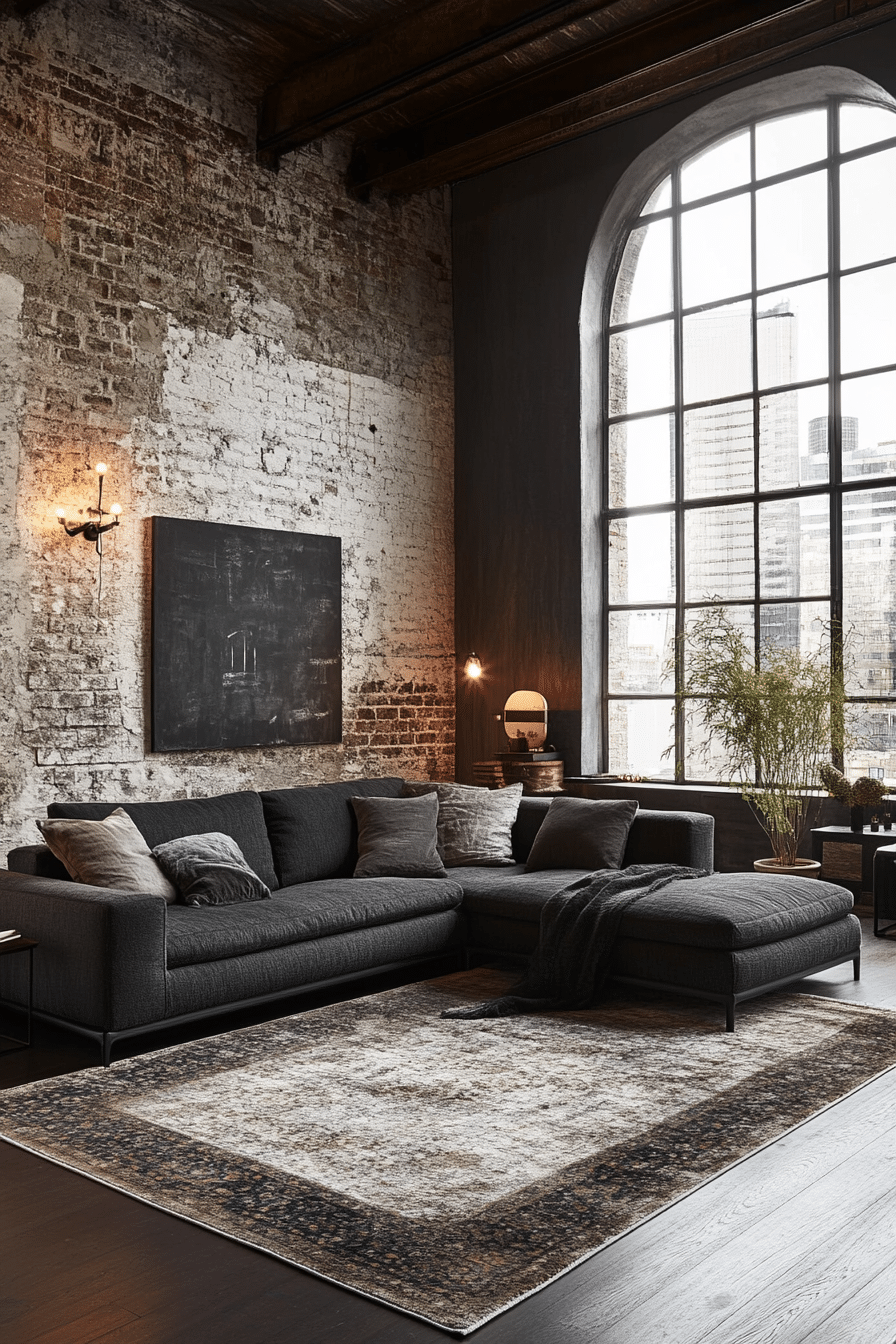 Living room with anthracite-colored couch