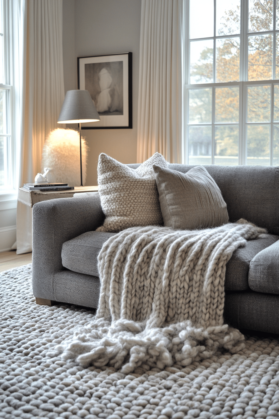 Living room with anthracite-colored couch