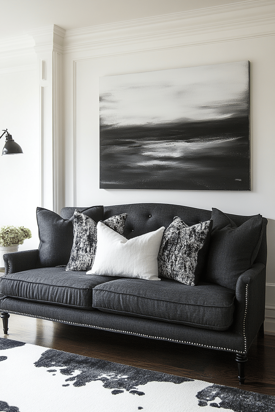 Living room with anthracite-colored couch