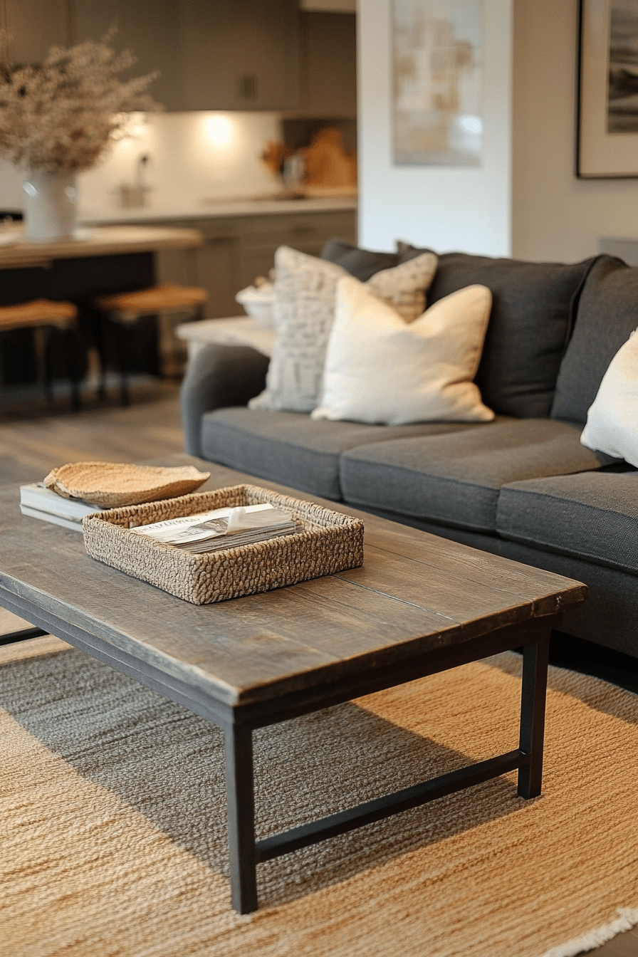 Living room with anthracite-colored couch