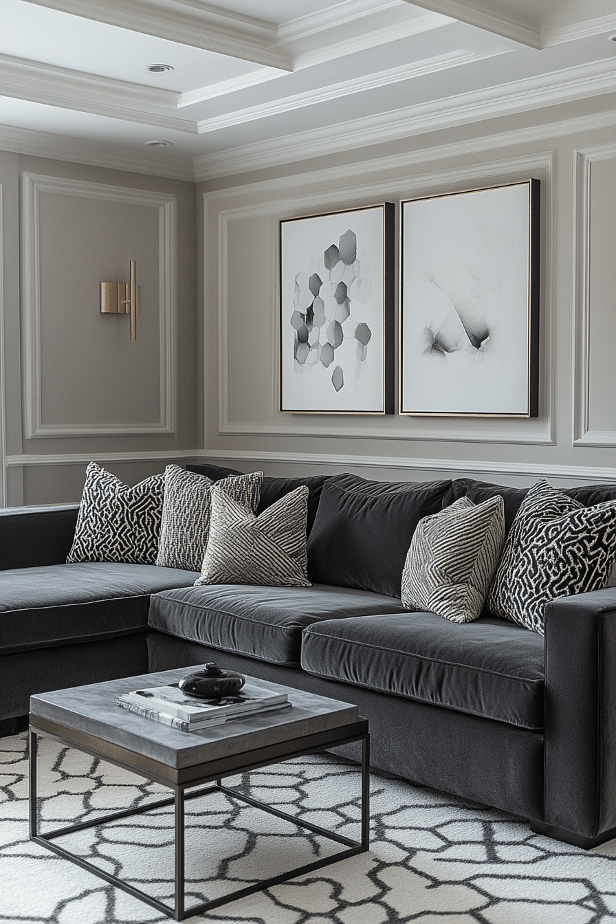 Living room with anthracite-colored couch