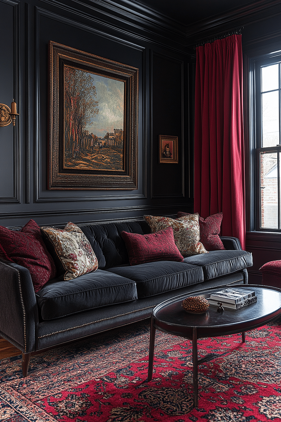 Living room with anthracite-colored couch