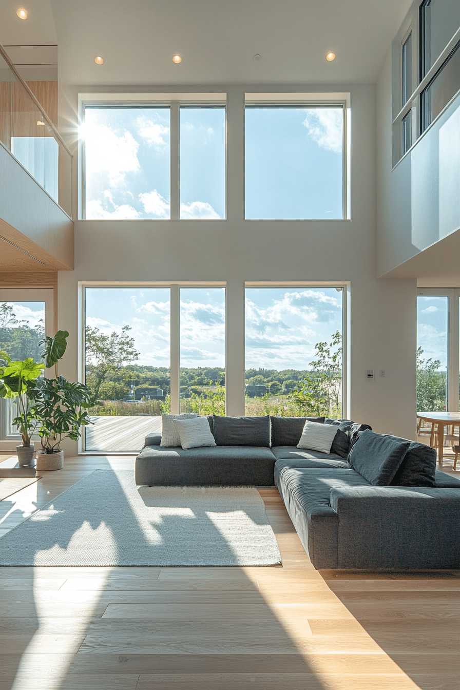 Living room with anthracite-colored couch