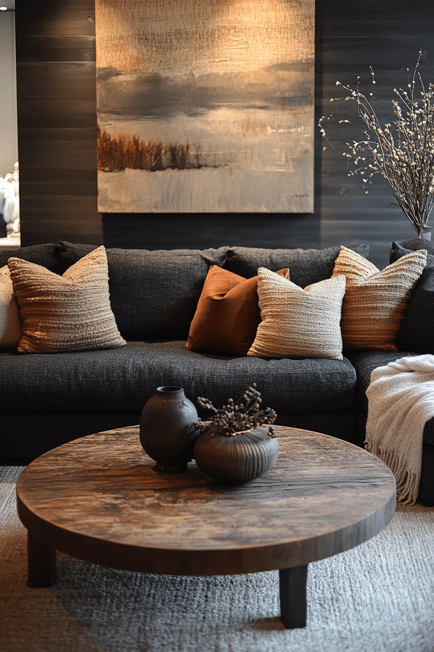 Living room with anthracite-colored couch