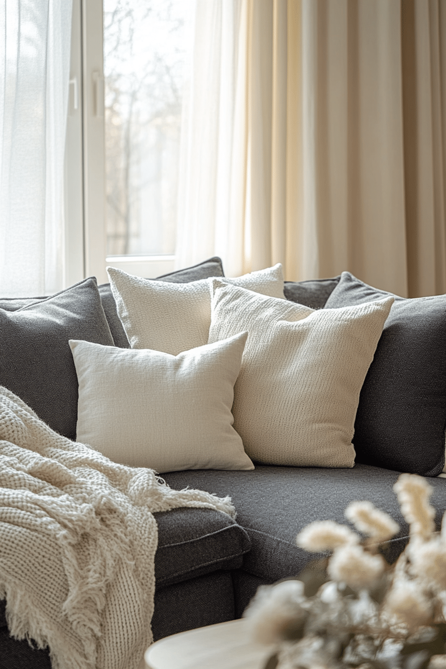 Living room with anthracite-colored couch