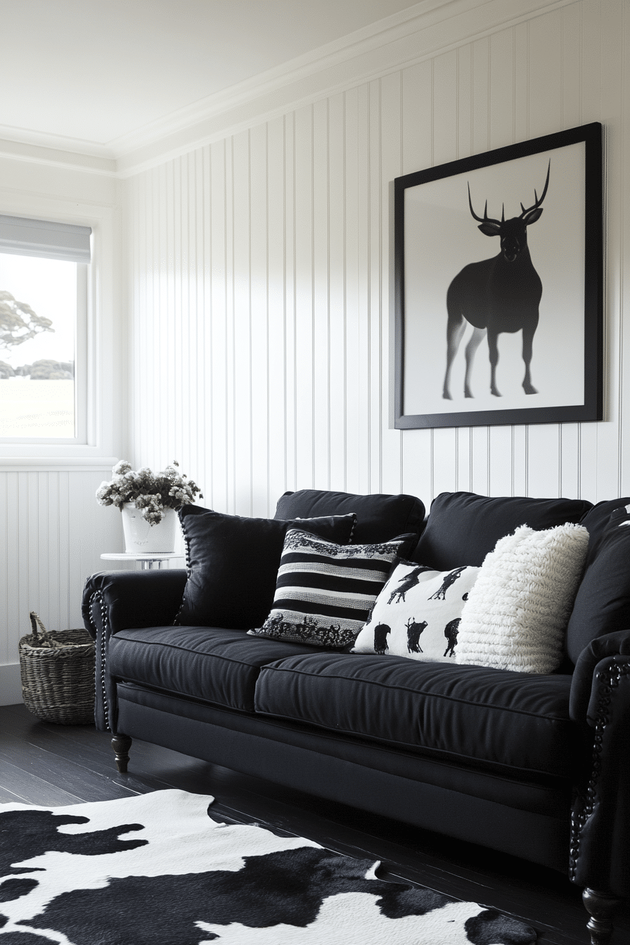 Living room with anthracite-colored couch