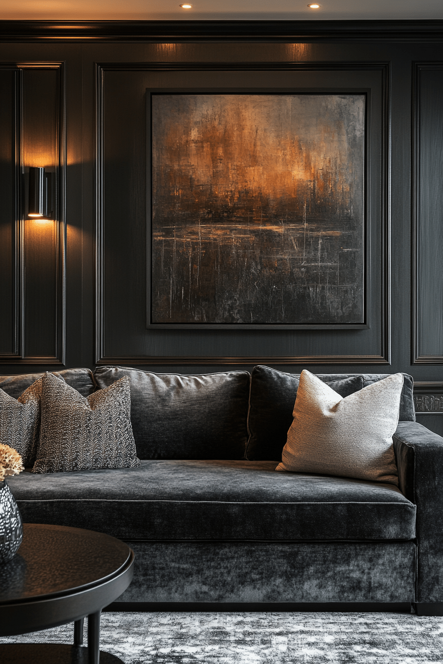 Living room with anthracite-colored couch