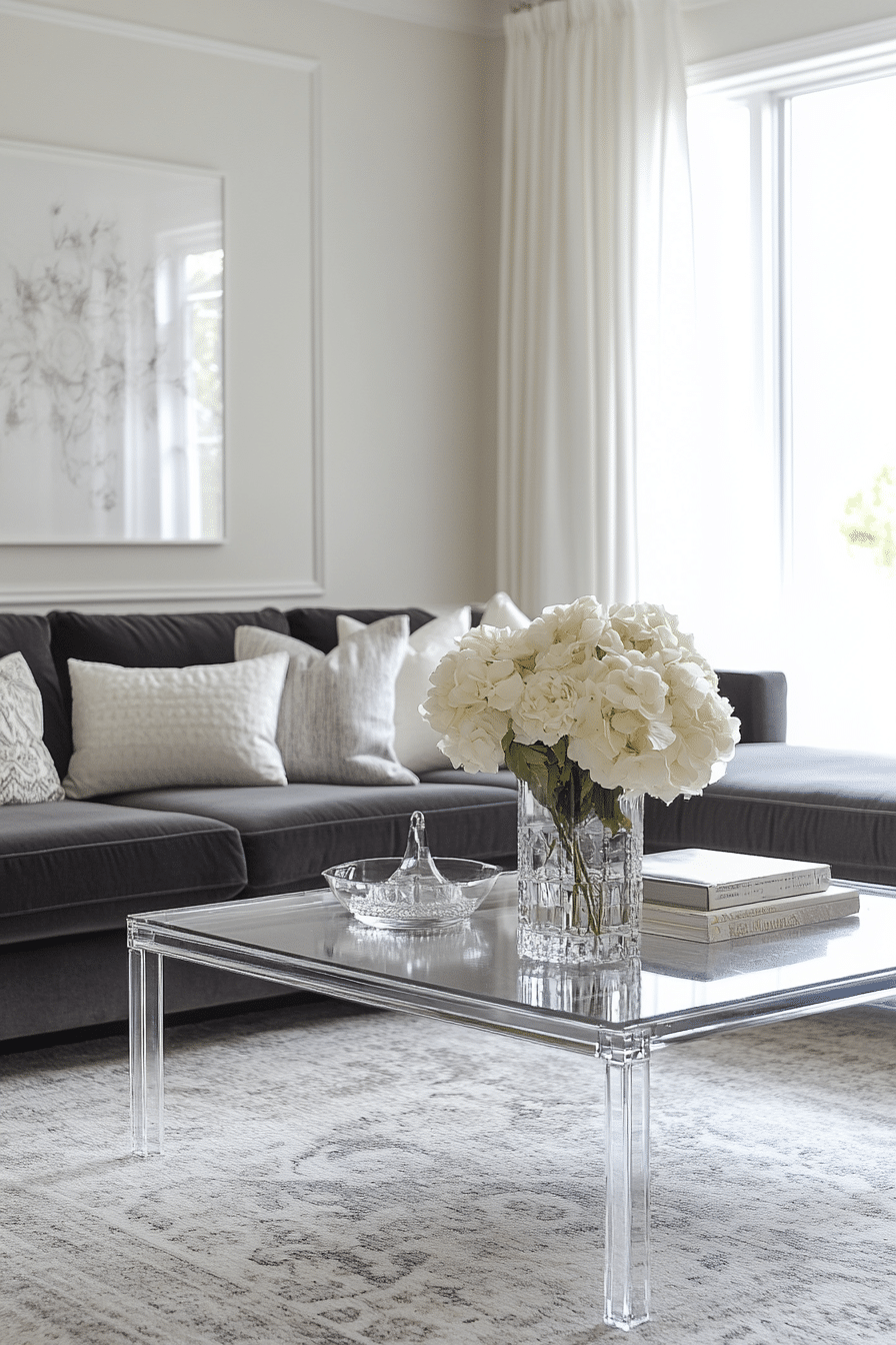 Living room with anthracite-colored couch