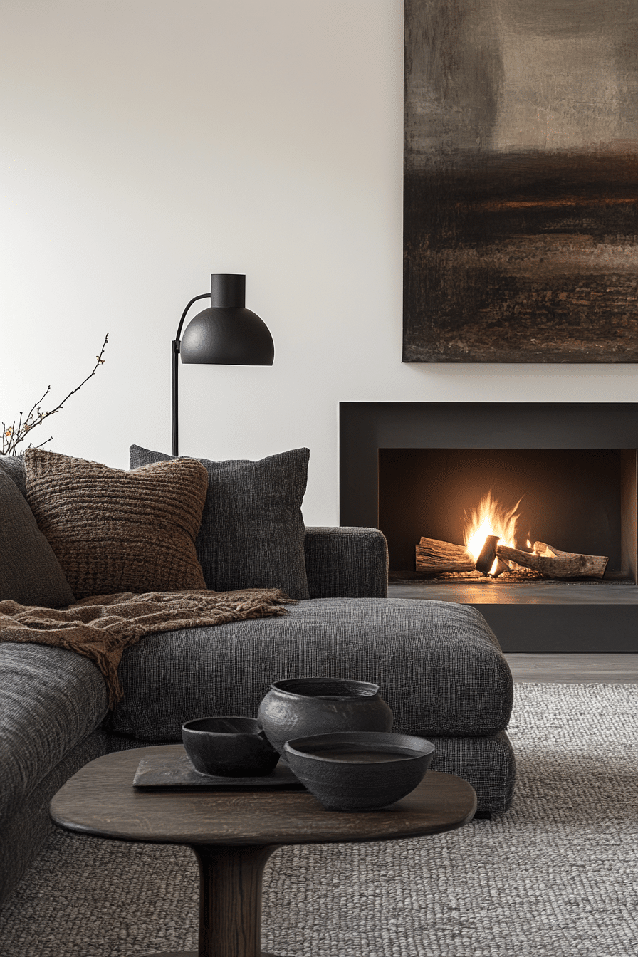 Living room with anthracite-colored couch