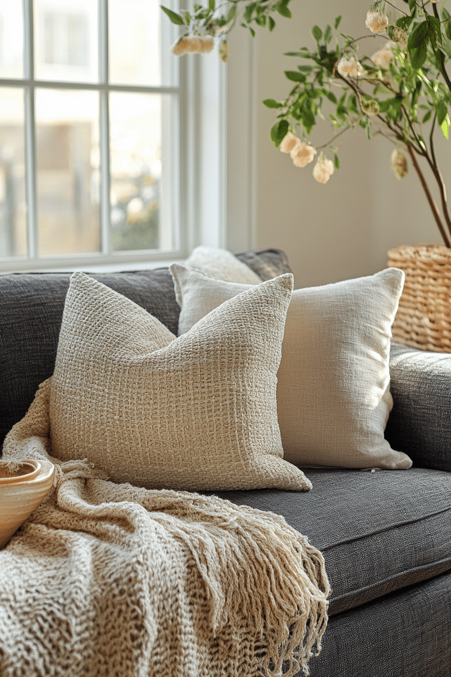 Living room with anthracite-colored couch