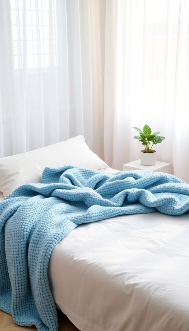 Soft blue throw blankets for warmth