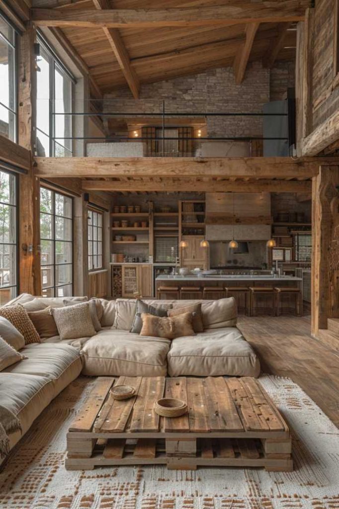 Reclaimed wood finds new life as elegant, custom-made furniture in this thoughtfully designed barndominium.