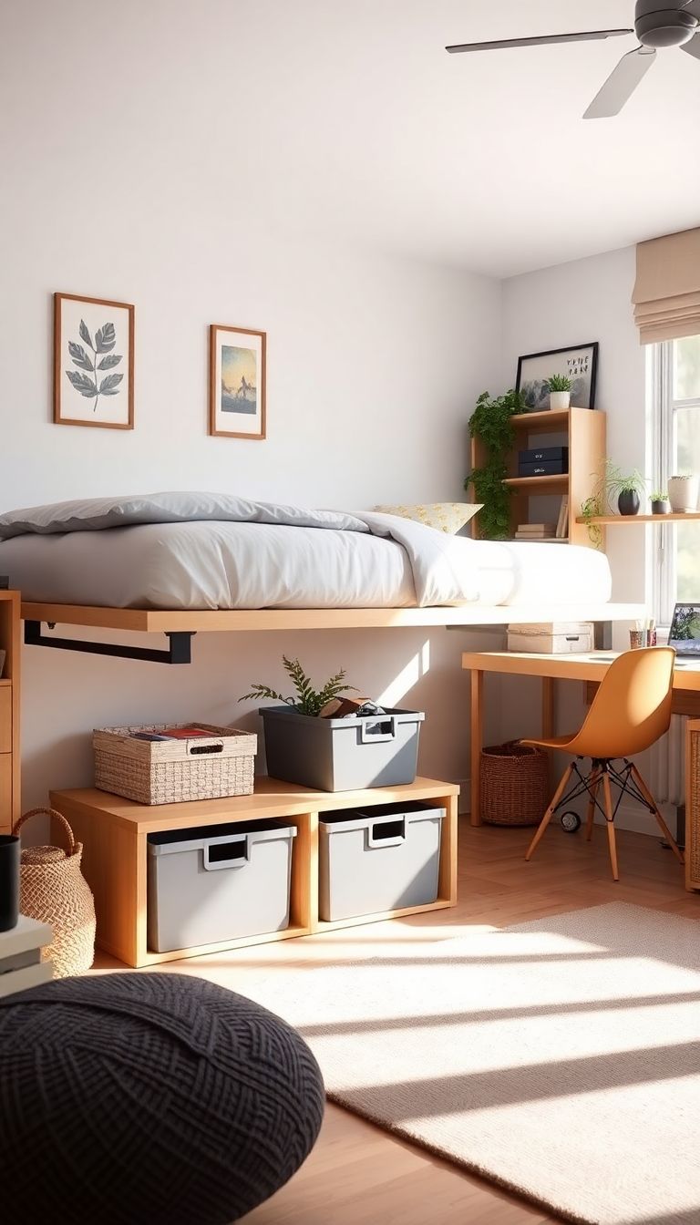 Bed risers for additional storage space