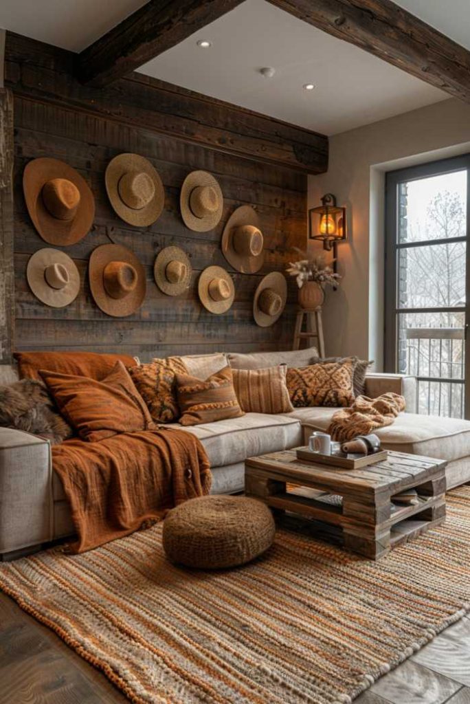 An authentic Gaucho hat hangs proudly on the wall, a symbol of rugged independence and timeless tradition. The space reflects the essence of the South American cowboy and evokes a feeling of adventure, freedom and a deep connection to the land. 