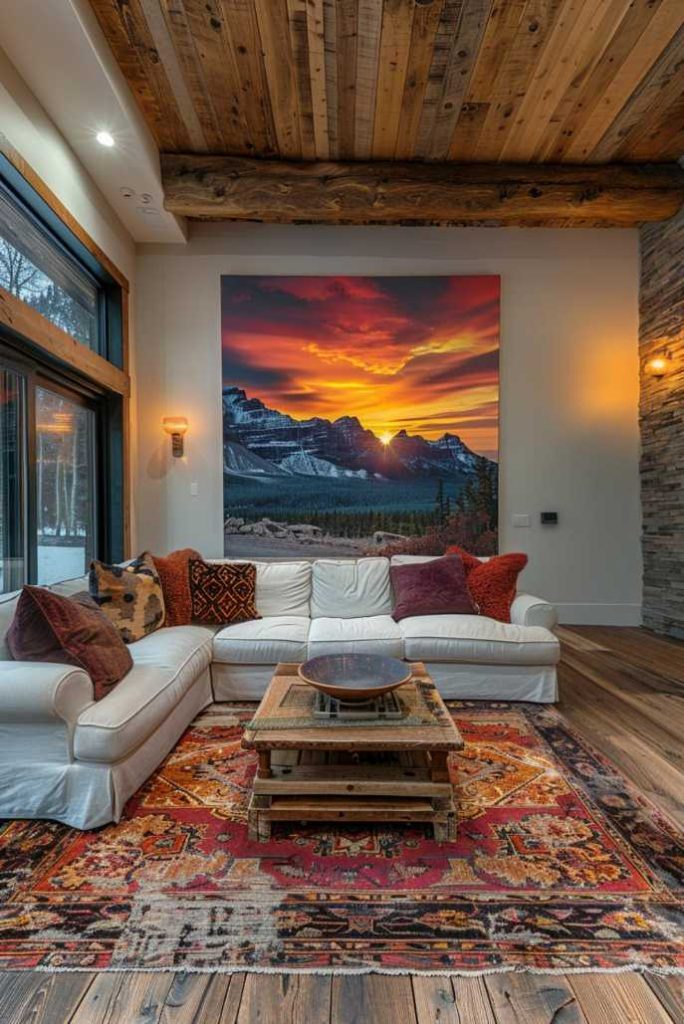 A panorama of great western canyons in art form provides a majestic backdrop to a space designed for tranquility and inspiration.