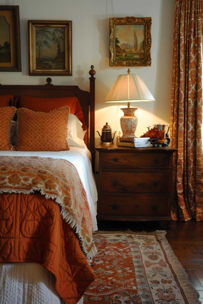 The timeless elegance of antique pieces is a great way to add personality to your fall bedroom ideas. Each <a href=