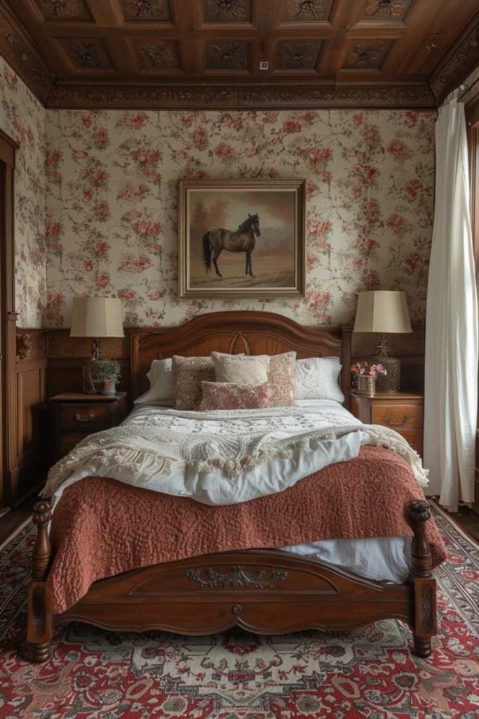 A simple wooden headboard takes center stage in this room, drawing attention to the tactile appeal of its textured surface, elegantly accentuated by the gentle embrace of white linens, creating a blend of comfort and visual appeal that is perfect for relaxing and unwinding perfect to enjoy when the temperatures get cooler.