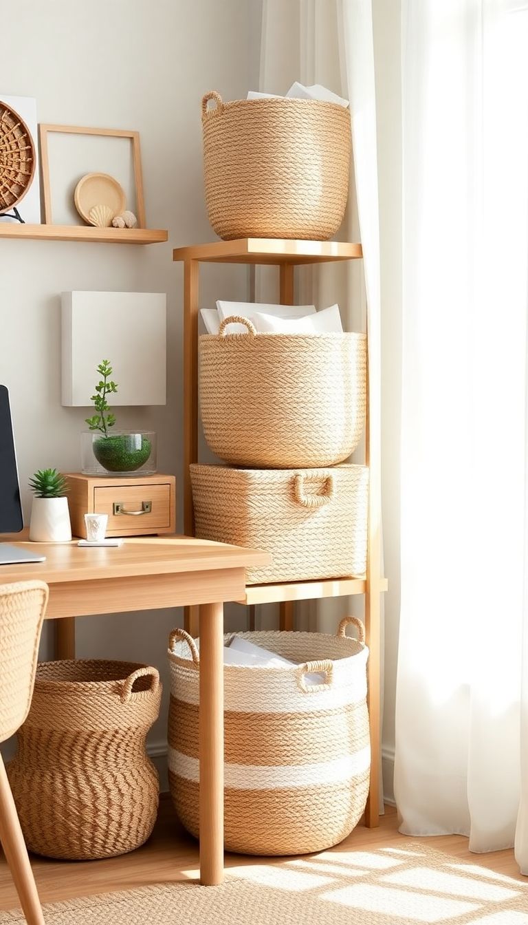 Natural fiber storage baskets