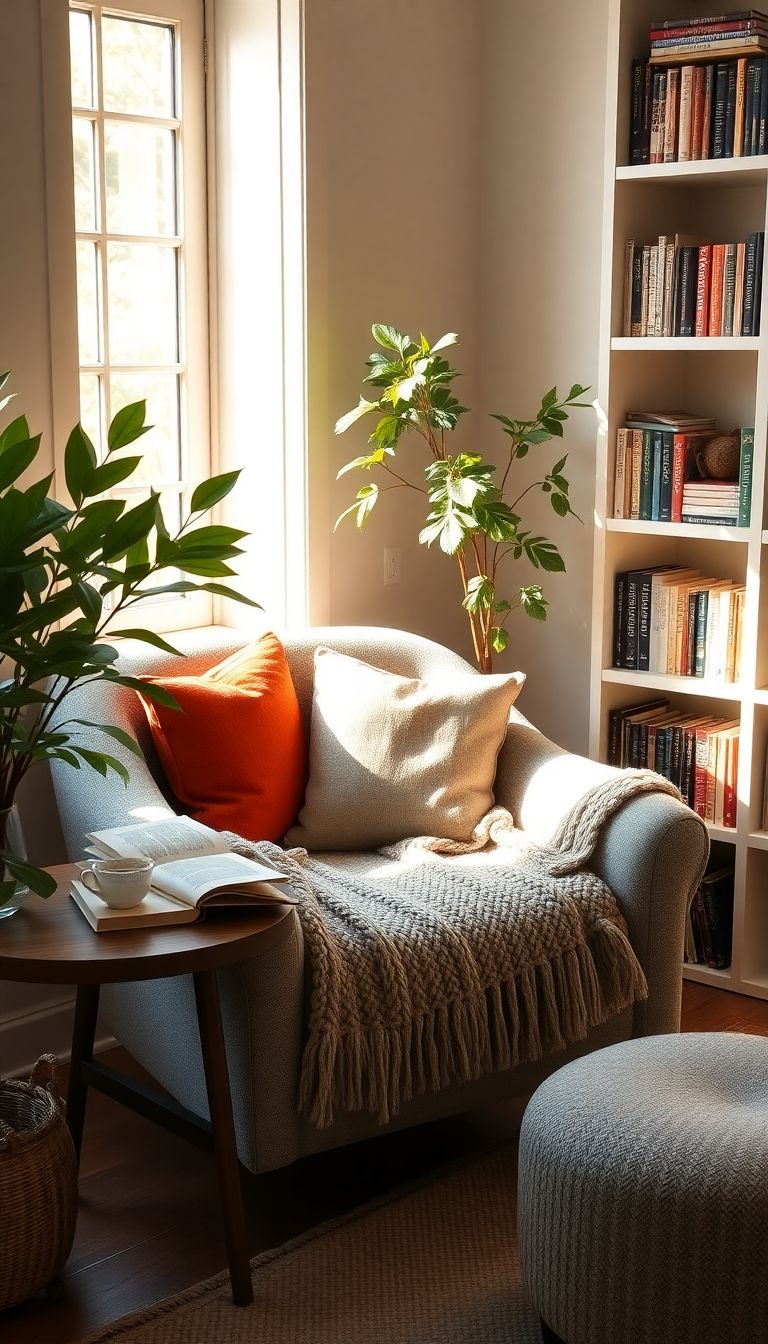 Cozy reading nook in the corner