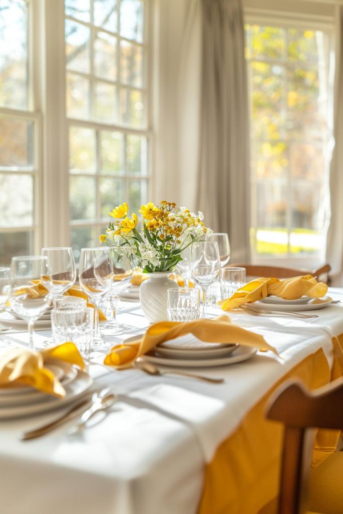 The joy of spring blooms on a Mother's Day table where a yellow <a href=