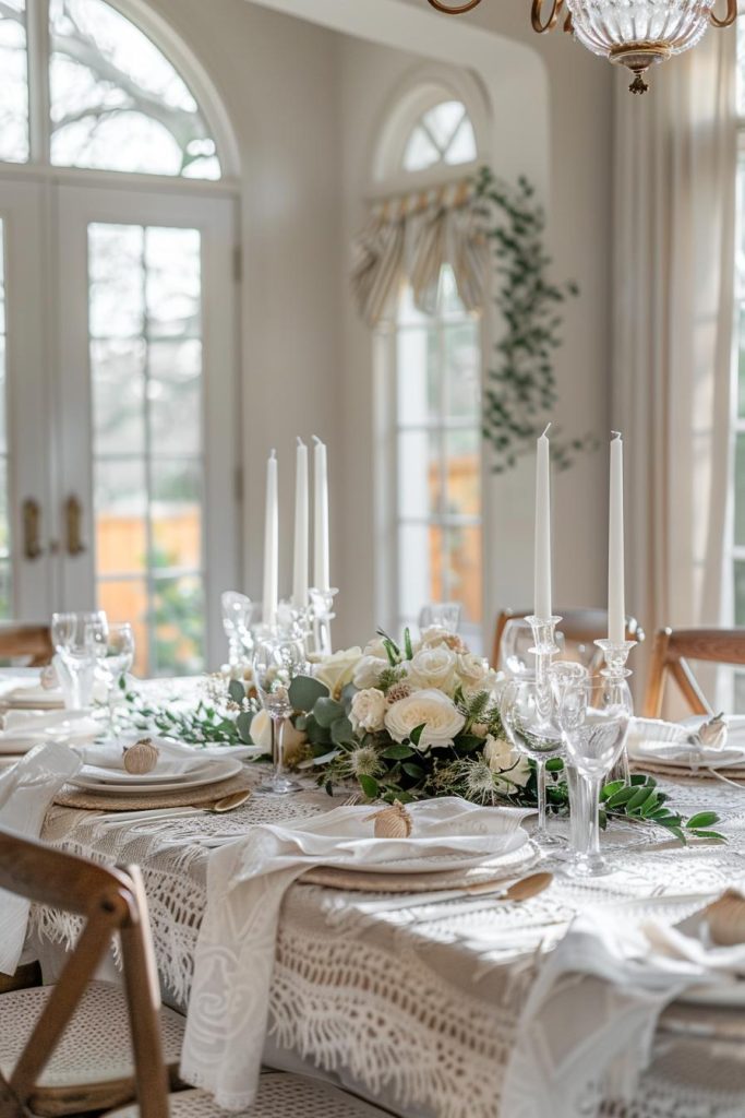 On this table, the light brown color creates a calming background for Mother's Day table decorations and its calm demeanor invites you to take a break during the celebrations.