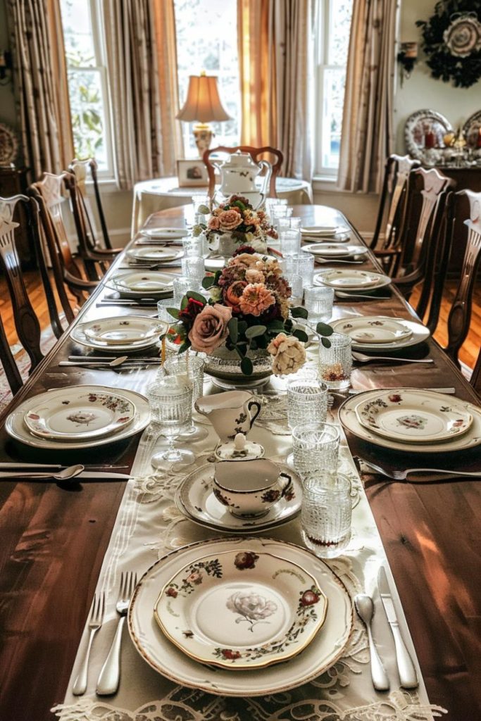 What better way to celebrate Mom than with meaningful family china? On this table, old porcelain decorates the table on Mother's Day and tells stories from family history and the shared joy of meals in the past and present.