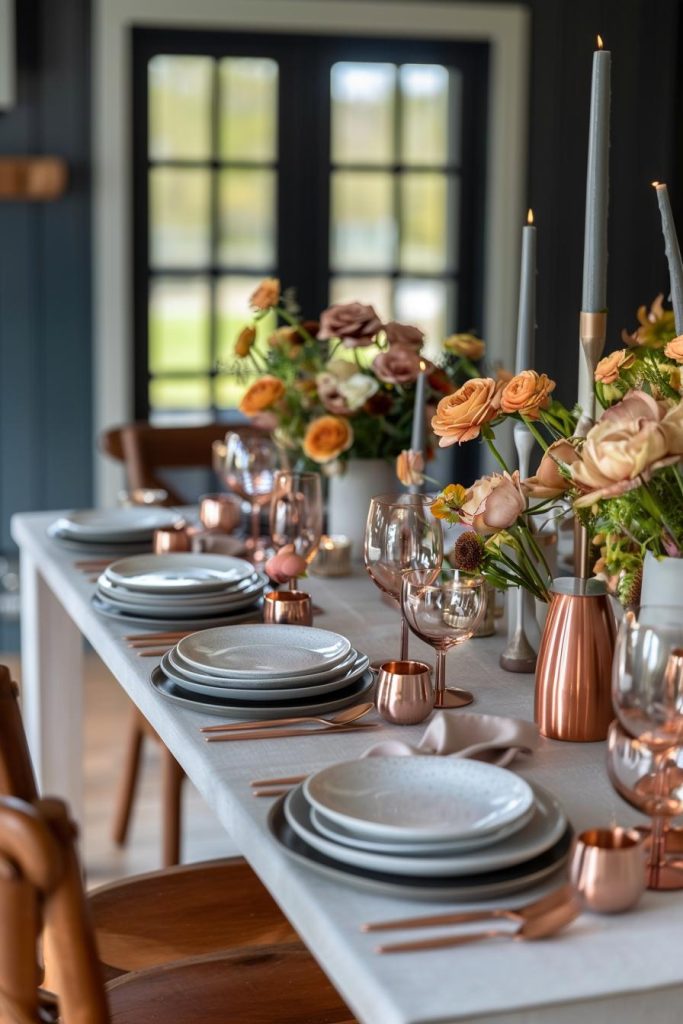 Go industrial chic in your decor by adding copper accents like chargers, vases and cutlery to your Mother's Day table, adding warmth and a touch of standout industrial style to Sunday's celebration.