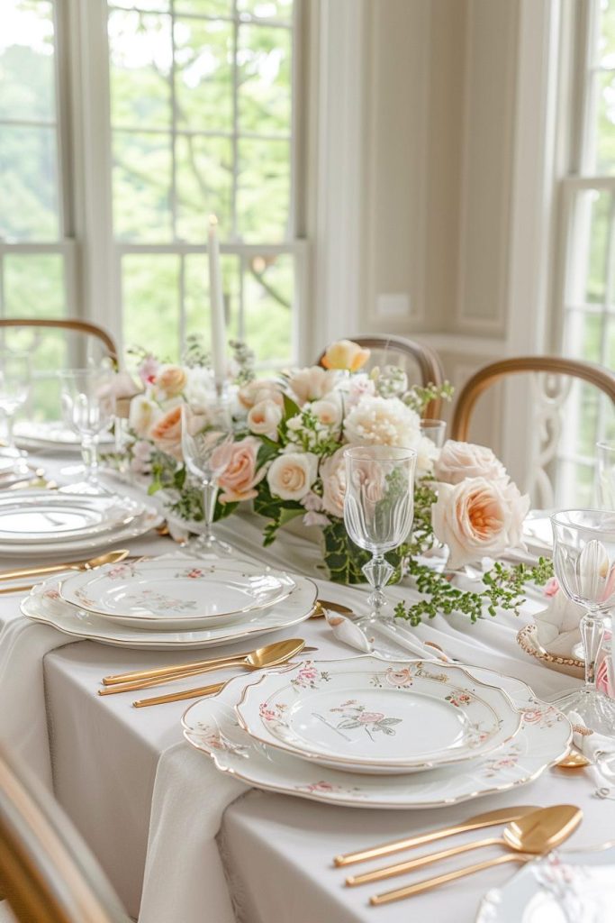 Fine porcelain plates form the basis of perfection for a Mother's Day meal, where every table setting is a testament to timeless taste and beautiful style.