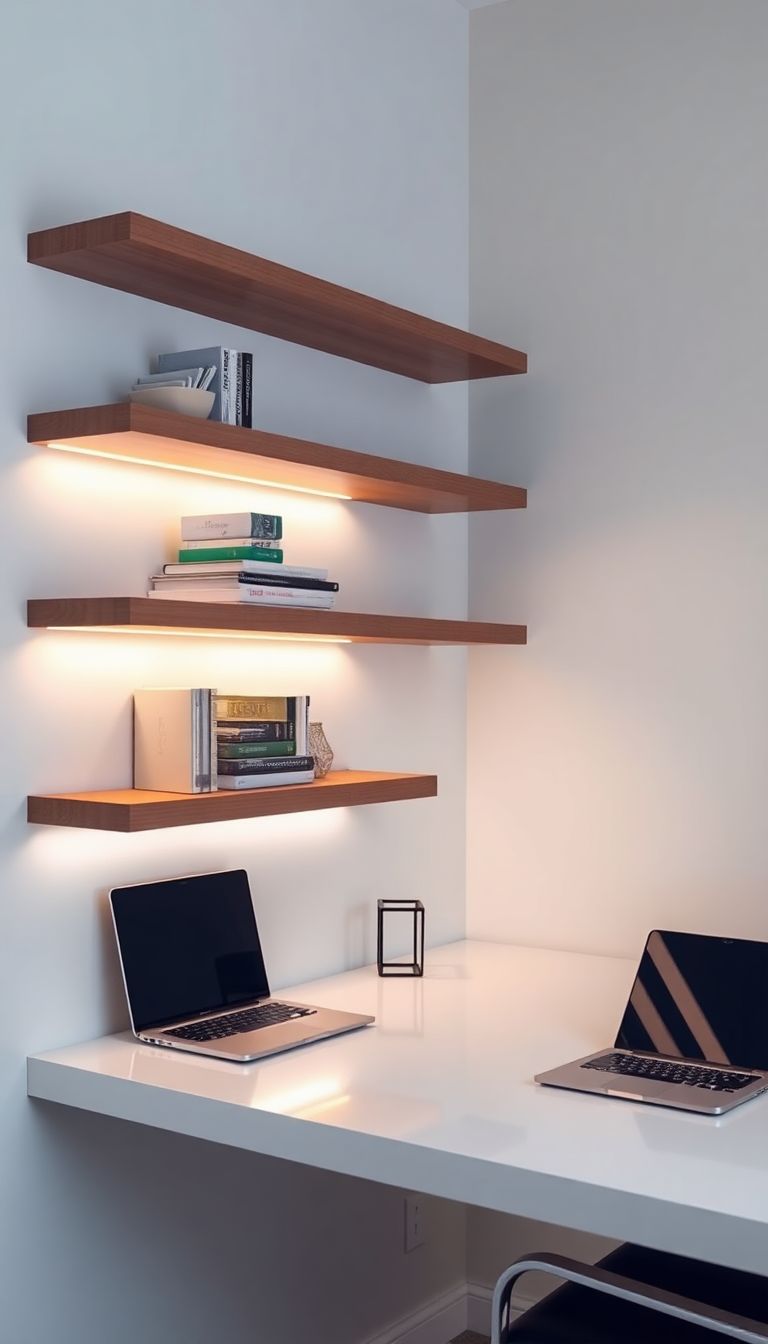 LED light strips under shelves