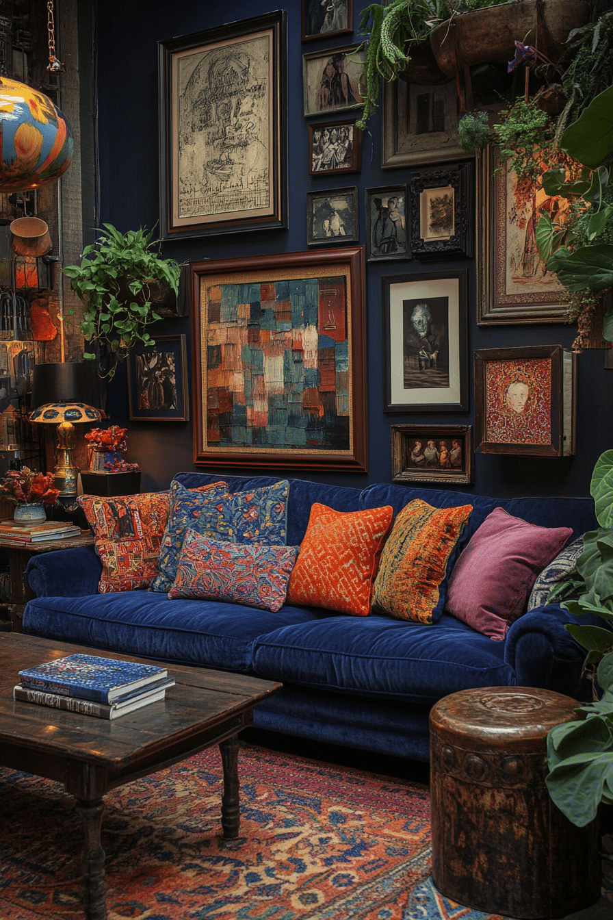 blue couch in the living room