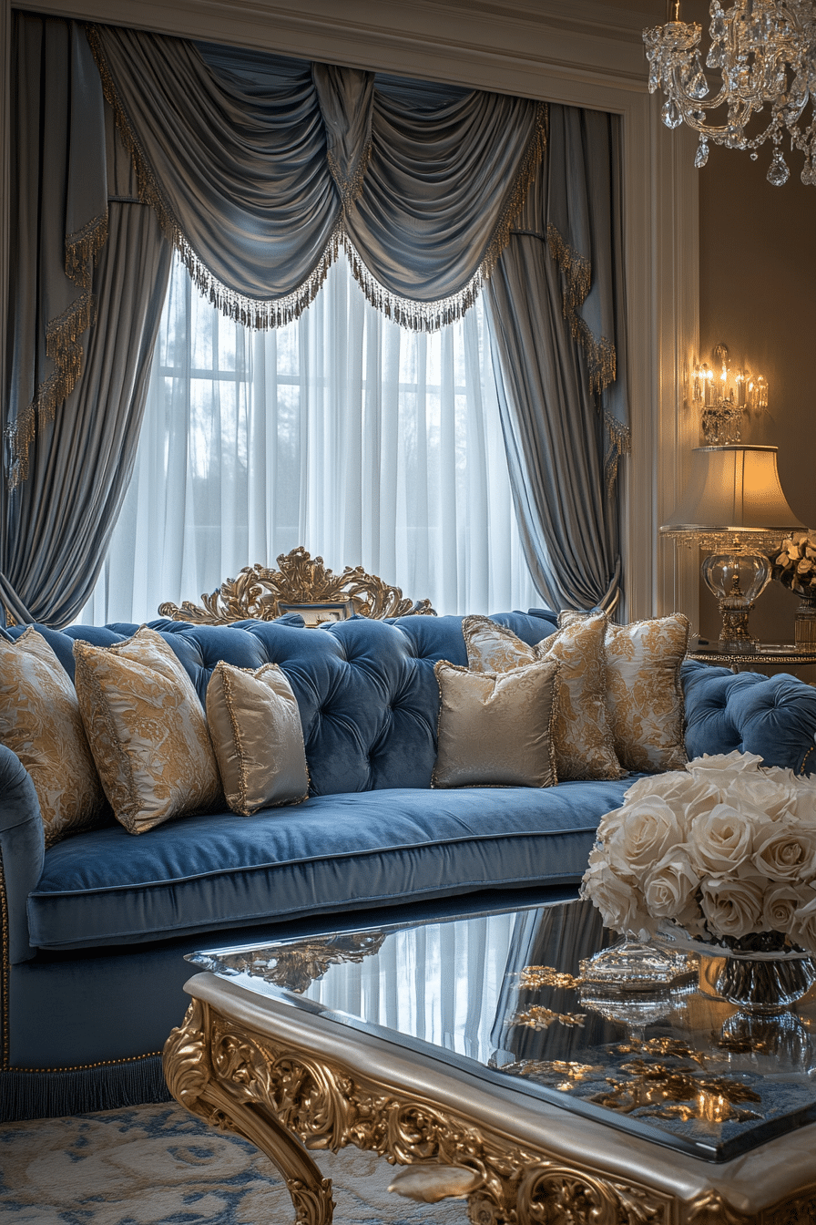 blue couch in the living room