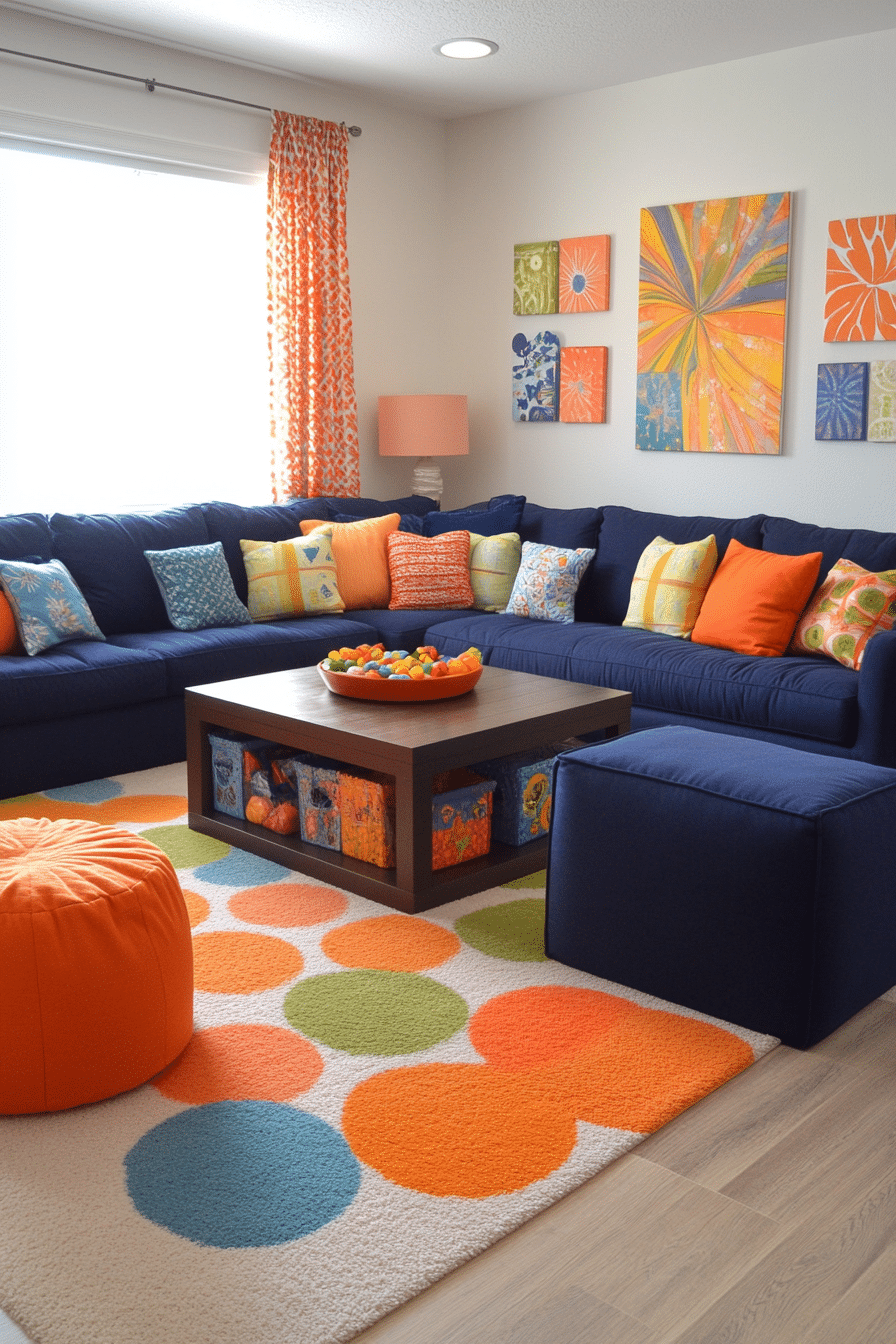 blue couch in the living room