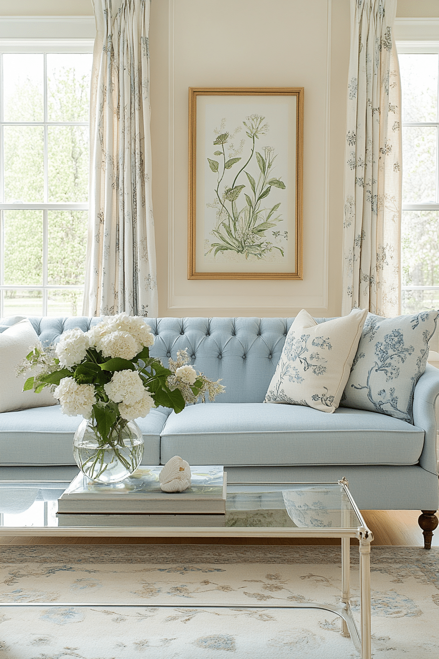 blue couch in the living room