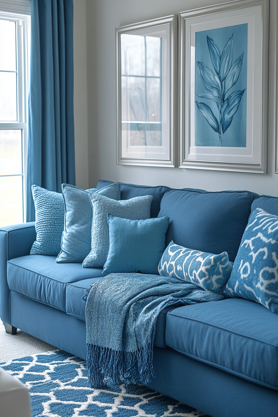 blue couch in the living room