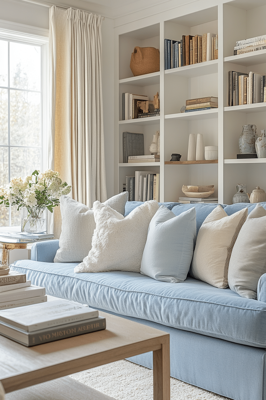 blue couch in the living room