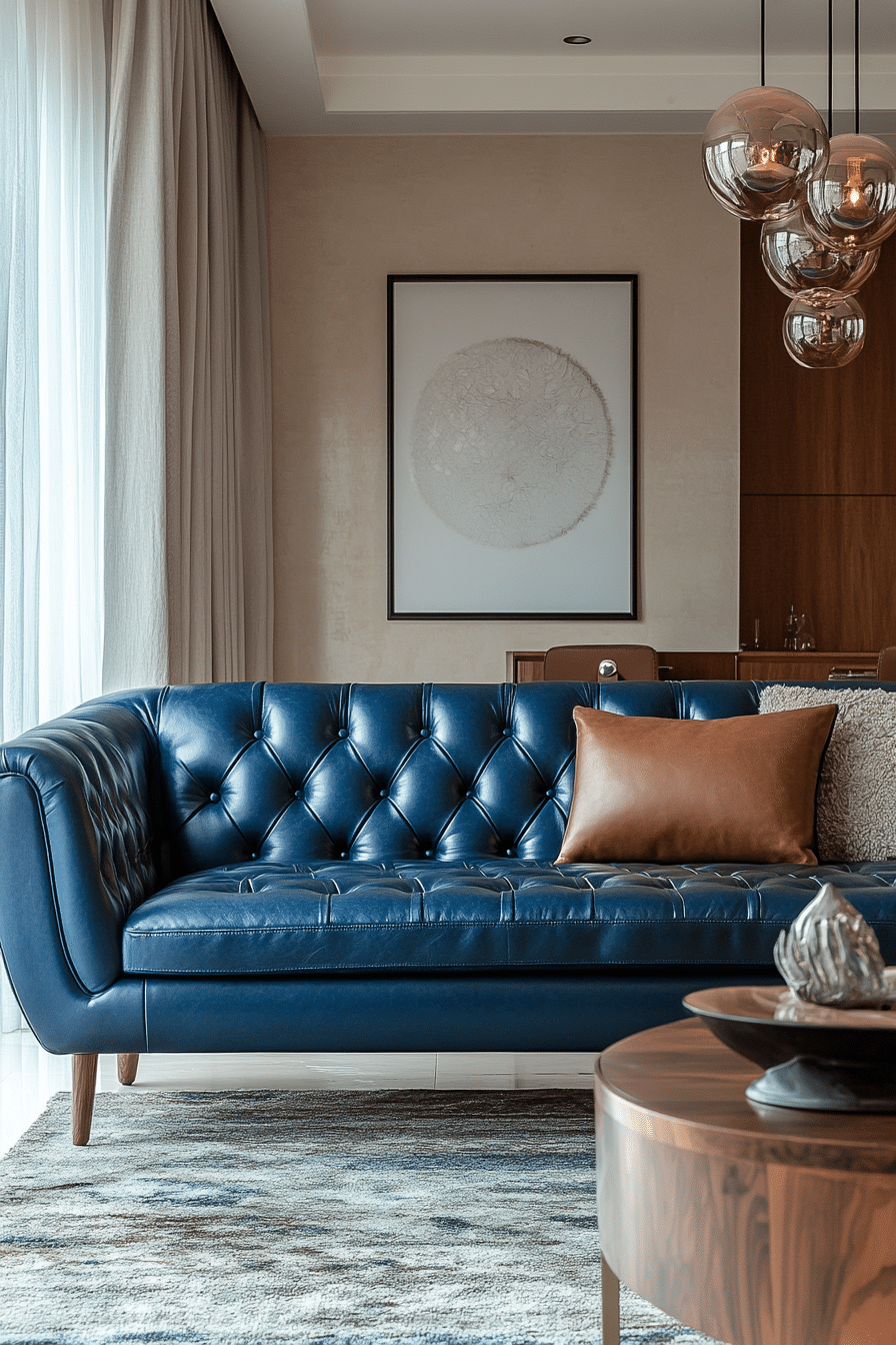 blue couch in the living room